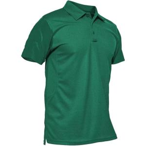 imageMAGCOMSEN Mens Polo Shirt Quick Dry Performance Short Sleeve Tactical Shirts Pique Jersey Golf ShirtJade Greenshort