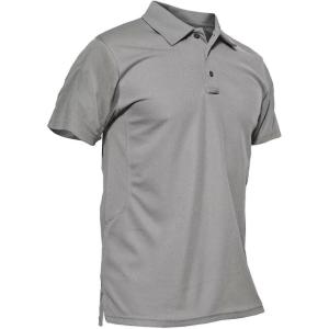 imageMAGCOMSEN Mens Polo Shirt Quick Dry Performance Short Sleeve Tactical Shirts Pique Jersey Golf ShirtLight Grey