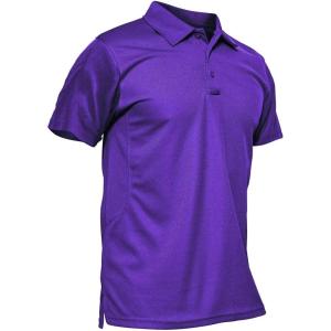 imageMAGCOMSEN Mens Polo Shirt Quick Dry Performance Short Sleeve Tactical Shirts Pique Jersey Golf ShirtPurpleshort