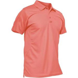 imageMAGCOMSEN Mens Polo Shirt Quick Dry Performance Short Sleeve Tactical Shirts Pique Jersey Golf ShirtWatermelon Redshort