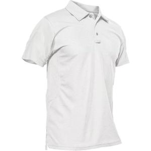 imageMAGCOMSEN Mens Polo Shirt Quick Dry Performance Short Sleeve Tactical Shirts Pique Jersey Golf ShirtWhiteshort