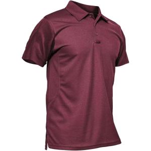 imageMAGCOMSEN Mens Polo Shirt Quick Dry Performance Short Sleeve Tactical Shirts Pique Jersey Golf ShirtWine Redshort