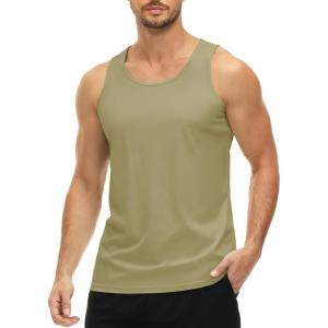 imageMAGCOMSEN Mens UPF 50 Tank Top Quick Dry Summer Workout Muscle Sleeveless Shirts for Swim Beach BodybuildingDull Cyan