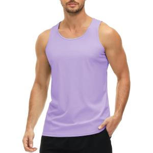 imageMAGCOMSEN Mens UPF 50 Tank Top Quick Dry Summer Workout Muscle Sleeveless Shirts for Swim Beach BodybuildingLight Purple