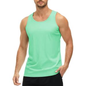 imageMAGCOMSEN Mens UPF 50 Tank Top Quick Dry Summer Workout Muscle Sleeveless Shirts for Swim Beach BodybuildingMint Green