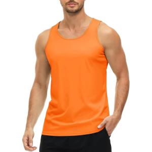 imageMAGCOMSEN Mens UPF 50 Tank Top Quick Dry Summer Workout Muscle Sleeveless Shirts for Swim Beach BodybuildingOrange