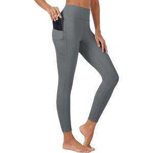 imageMAGCOMSEN Womens High Waisted Workout Leggings with Pockets Tummy Control 78 Yoga Pants Stretch Gym Athletic LeggingsDark Gray
