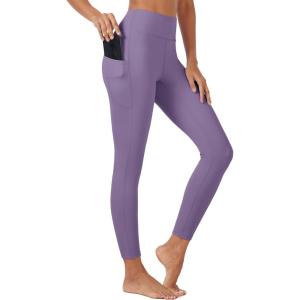 imageMAGCOMSEN Womens High Waisted Workout Leggings with Pockets Tummy Control 78 Yoga Pants Stretch Gym Athletic LeggingsDark Purple