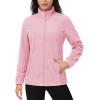 imageMAGCOMSEN Womens Fleece Jacket Zip Up Coat Lightweight Soft Warm Long Sleeve Jackets with Pockets for WinterPink