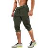 imageMAGCOMSEN Mens 34 Joggers Capri Pants with Zipper Pockets Slim Fit Training Running Workout Capri JoggersGreen