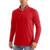 imageMAGCOMSEN Mens Long Sleeve Sun Shirts UPF 50 Tees 14 Zip Up Fishing Running Rash Guard TShirts Outdoor ShirtTomato Red