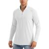 imageMAGCOMSEN Mens Long Sleeve Sun Shirts UPF 50 Tees 14 Zip Up Fishing Running Rash Guard TShirts Outdoor ShirtWhite