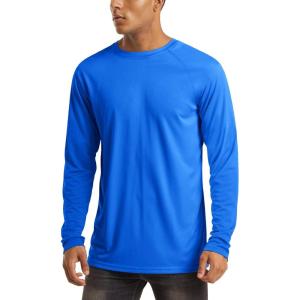imageMAGCOMSEN Mens Long Sleeve Shirts UPF 50 UV Sun Protection Athletic Shirts for Hiking Running Workout Rash GuardBright Blue