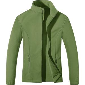 imageMAGCOMSEN Womens Fleece Jacket Zip Up Coat Lightweight Soft Warm Long Sleeve Jackets with Pockets for WinterArmy Green