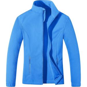 imageMAGCOMSEN Womens Fleece Jacket Zip Up Coat Lightweight Soft Warm Long Sleeve Jackets with Pockets for WinterAzure