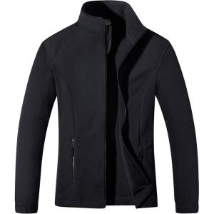imageMAGCOMSEN Womens Fleece Jacket Zip Up Coat Lightweight Soft Warm Long Sleeve Jackets with Pockets for WinterBlack