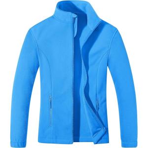 imageMAGCOMSEN Womens Fleece Jacket Zip Up Coat Lightweight Soft Warm Long Sleeve Jackets with Pockets for WinterBlue