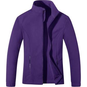imageMAGCOMSEN Womens Fleece Jacket Zip Up Coat Lightweight Soft Warm Long Sleeve Jackets with Pockets for WinterDark Purple