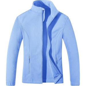 imageMAGCOMSEN Womens Fleece Jacket Zip Up Coat Lightweight Soft Warm Long Sleeve Jackets with Pockets for WinterLight Blue
