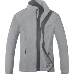 imageMAGCOMSEN Womens Fleece Jacket Zip Up Coat Lightweight Soft Warm Long Sleeve Jackets with Pockets for WinterLight Grey