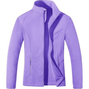 imageMAGCOMSEN Womens Fleece Jacket Zip Up Coat Lightweight Soft Warm Long Sleeve Jackets with Pockets for WinterLight Purple