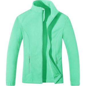 imageMAGCOMSEN Womens Fleece Jacket Zip Up Coat Lightweight Soft Warm Long Sleeve Jackets with Pockets for WinterMint Green