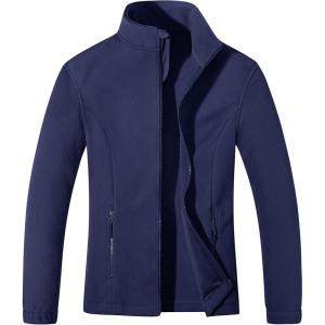 imageMAGCOMSEN Womens Fleece Jacket Zip Up Coat Lightweight Soft Warm Long Sleeve Jackets with Pockets for WinterNavy