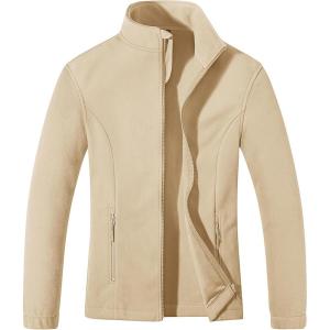imageMAGCOMSEN Womens Fleece Jacket Zip Up Coat Lightweight Soft Warm Long Sleeve Jackets with Pockets for WinterPale Yellow