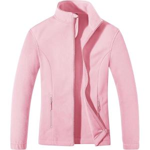 imageMAGCOMSEN Womens Fleece Jacket Zip Up Coat Lightweight Soft Warm Long Sleeve Jackets with Pockets for WinterPink