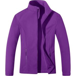 imageMAGCOMSEN Womens Fleece Jacket Zip Up Coat Lightweight Soft Warm Long Sleeve Jackets with Pockets for WinterPurple