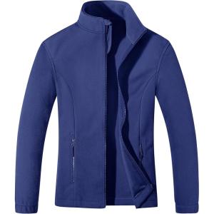 imageMAGCOMSEN Womens Fleece Jacket Zip Up Coat Lightweight Soft Warm Long Sleeve Jackets with Pockets for WinterRoyal Blue