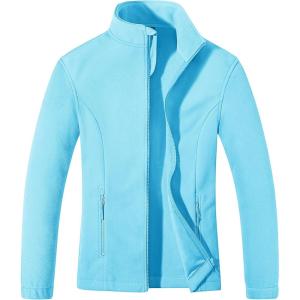 imageMAGCOMSEN Womens Fleece Jacket Zip Up Coat Lightweight Soft Warm Long Sleeve Jackets with Pockets for WinterWater Blue
