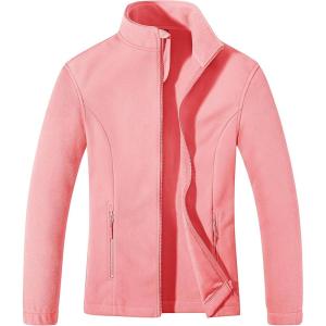 imageMAGCOMSEN Womens Fleece Jacket Zip Up Coat Lightweight Soft Warm Long Sleeve Jackets with Pockets for WinterWater Red