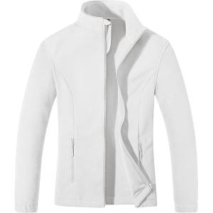 imageMAGCOMSEN Womens Fleece Jacket Zip Up Coat Lightweight Soft Warm Long Sleeve Jackets with Pockets for WinterWhite
