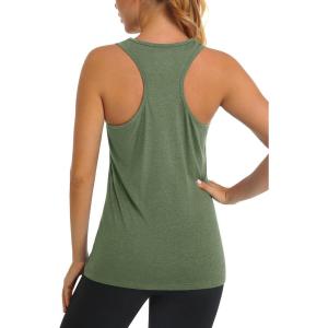 imageMAGCOMSEN Womens Racerback Tank Tops UPF 50 Workout Shirts Quick Dry Sun Protection Sleeveless Tops for Gym YogaArmy Green