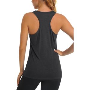 imageMAGCOMSEN Womens Racerback Tank Tops UPF 50 Workout Shirts Quick Dry Sun Protection Sleeveless Tops for Gym YogaBlack