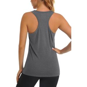 imageMAGCOMSEN Womens Racerback Tank Tops UPF 50 Workout Shirts Quick Dry Sun Protection Sleeveless Tops for Gym YogaDark Grey