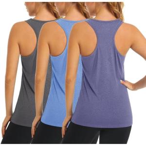 imageMAGCOMSEN Womens Racerback Tank Tops UPF 50 Workout Shirts Quick Dry Sun Protection Sleeveless Tops for Gym YogaDark GreyLight BlueViolet