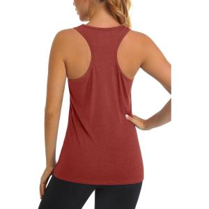 imageMAGCOMSEN Womens Racerback Tank Tops UPF 50 Workout Shirts Quick Dry Sun Protection Sleeveless Tops for Gym YogaDark Orange