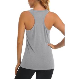 imageMAGCOMSEN Womens Racerback Tank Tops UPF 50 Workout Shirts Quick Dry Sun Protection Sleeveless Tops for Gym YogaLight Grey