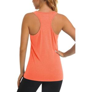 imageMAGCOMSEN Womens Racerback Tank Tops UPF 50 Workout Shirts Quick Dry Sun Protection Sleeveless Tops for Gym YogaOrange