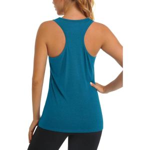 imageMAGCOMSEN Womens Racerback Tank Tops UPF 50 Workout Shirts Quick Dry Sun Protection Sleeveless Tops for Gym YogaPeacock Blue