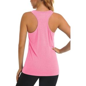 imageMAGCOMSEN Womens Racerback Tank Tops UPF 50 Workout Shirts Quick Dry Sun Protection Sleeveless Tops for Gym YogaPink