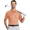 imageMAGCOMSEN Polo Shirts for Men with Pocket Short Sleeve Collared Golf Shirts Quick Dry Pique Performance Athletic SummerApricot