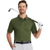 imageMAGCOMSEN Polo Shirts for Men with Pocket Short Sleeve Collared Golf Shirts Quick Dry Pique Performance Athletic SummerArmy Green