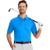 imageMAGCOMSEN Polo Shirts for Men with Pocket Short Sleeve Collared Golf Shirts Quick Dry Pique Performance Athletic SummerAzure