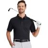 imageMAGCOMSEN Polo Shirts for Men with Pocket Short Sleeve Collared Golf Shirts Quick Dry Pique Performance Athletic SummerBlack