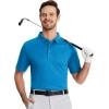 imageMAGCOMSEN Polo Shirts for Men with Pocket Short Sleeve Collared Golf Shirts Quick Dry Pique Performance Athletic SummerBlue Green