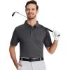 imageMAGCOMSEN Polo Shirts for Men with Pocket Short Sleeve Collared Golf Shirts Quick Dry Pique Performance Athletic SummerDark Gray