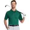 imageMAGCOMSEN Polo Shirts for Men with Pocket Short Sleeve Collared Golf Shirts Quick Dry Pique Performance Athletic SummerEmerald Green